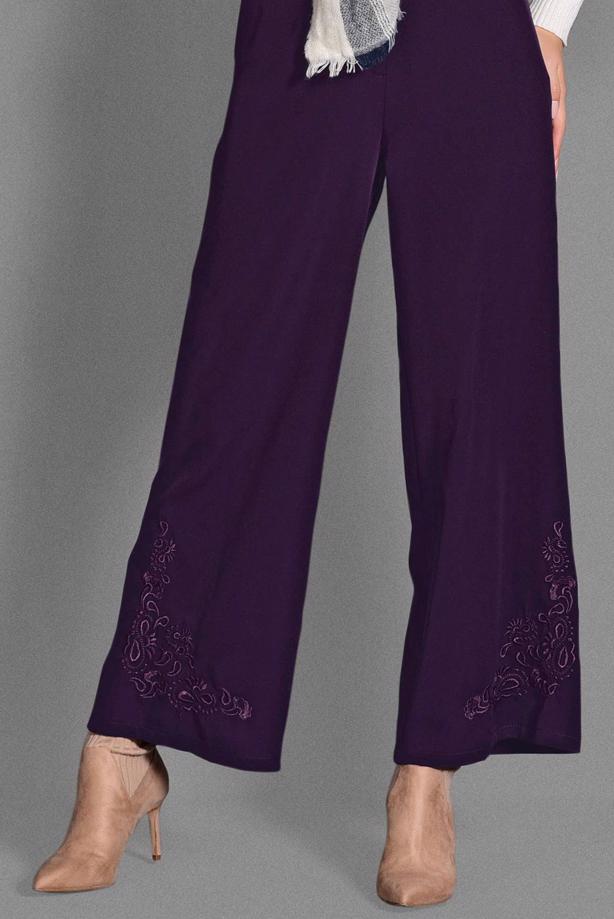 Tesettür giyim  BOL PAÇA NAKIŞ DETAYLI PANTOLON 7244  - TRENDTESETTÜR