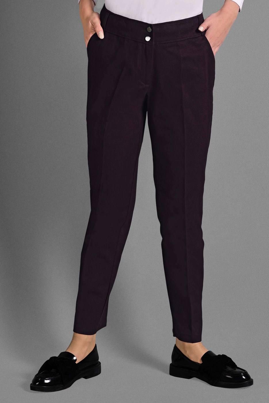 Tesettür giyim BORDO PAMUKLU CEP DETAYLI PANTOLON 7253 