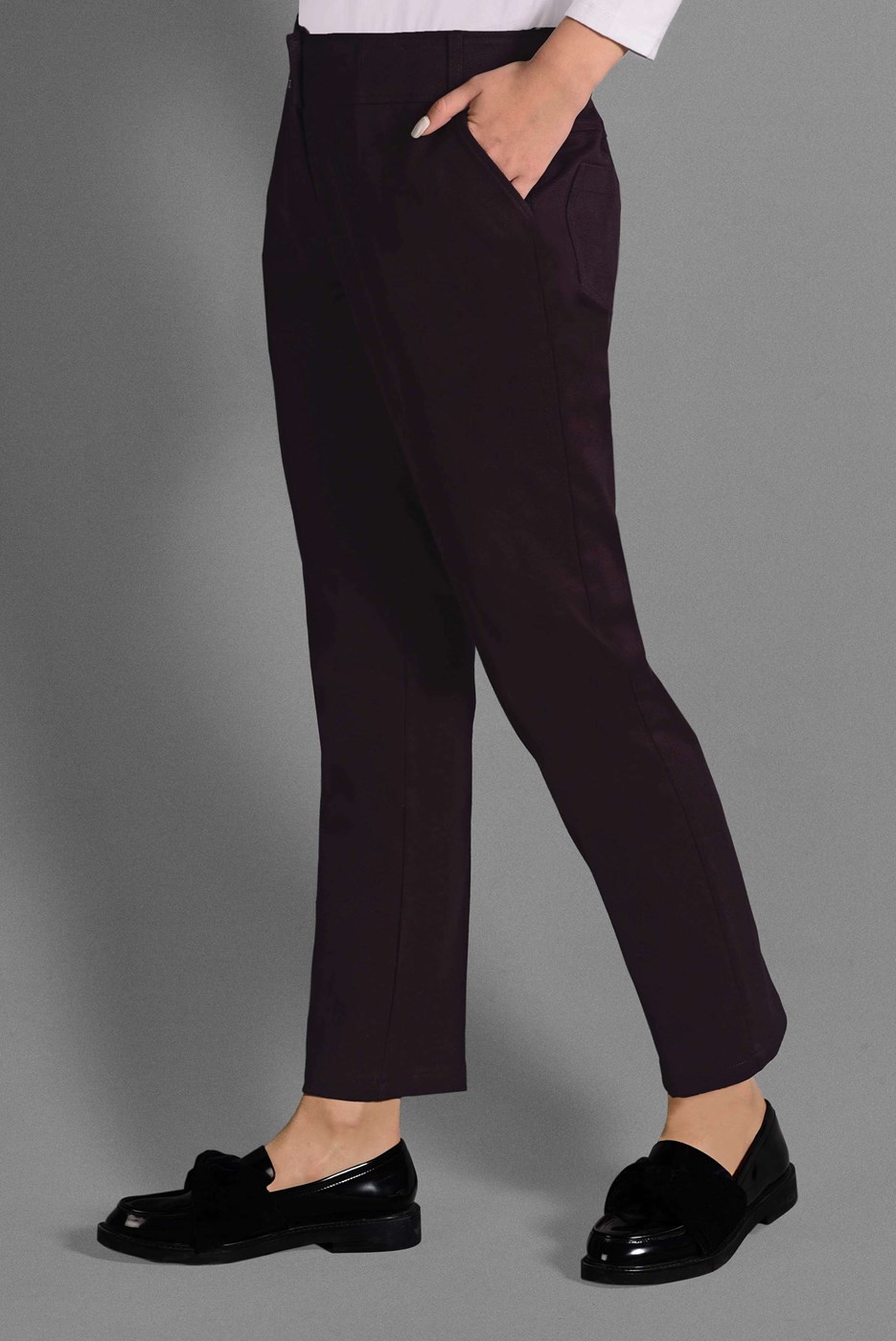 Tesettür giyim BORDO CEPLİ ARA BEL PANTOLON 7254 