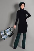 Tesettür giyim YEŞİL ORTA YÜKSEK BEL KLASİK KESİM PANTOLON 7279 