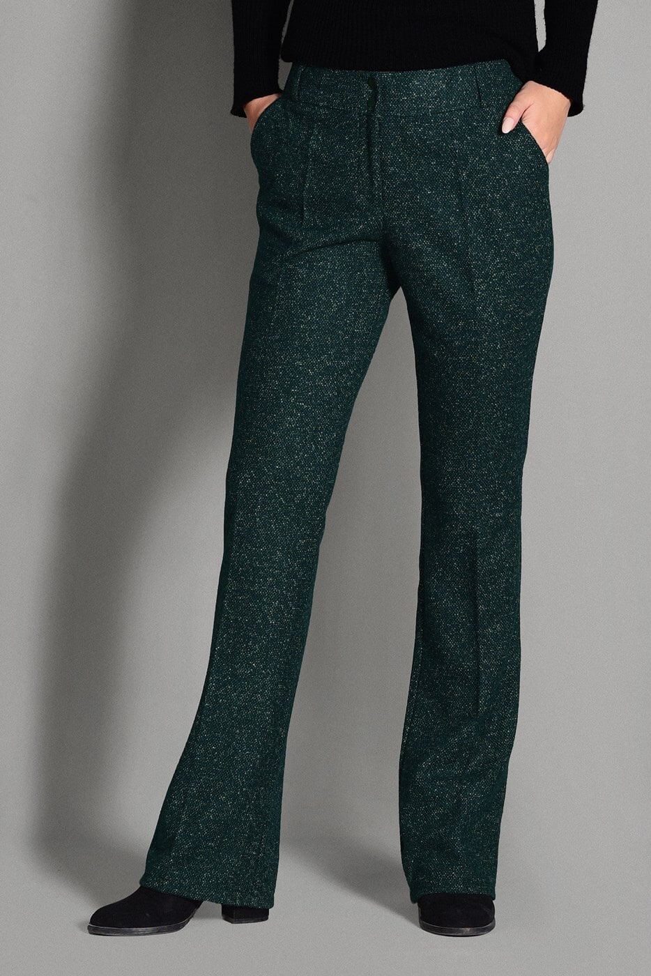 Tesettür giyim YEŞİL ORTA YÜKSEK BEL KLASİK KESİM PANTOLON 7279 