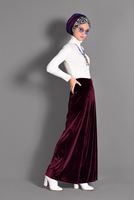 Tesettür giyim BORDO BOL KESİM KADİFE PANTOLON 7401 
