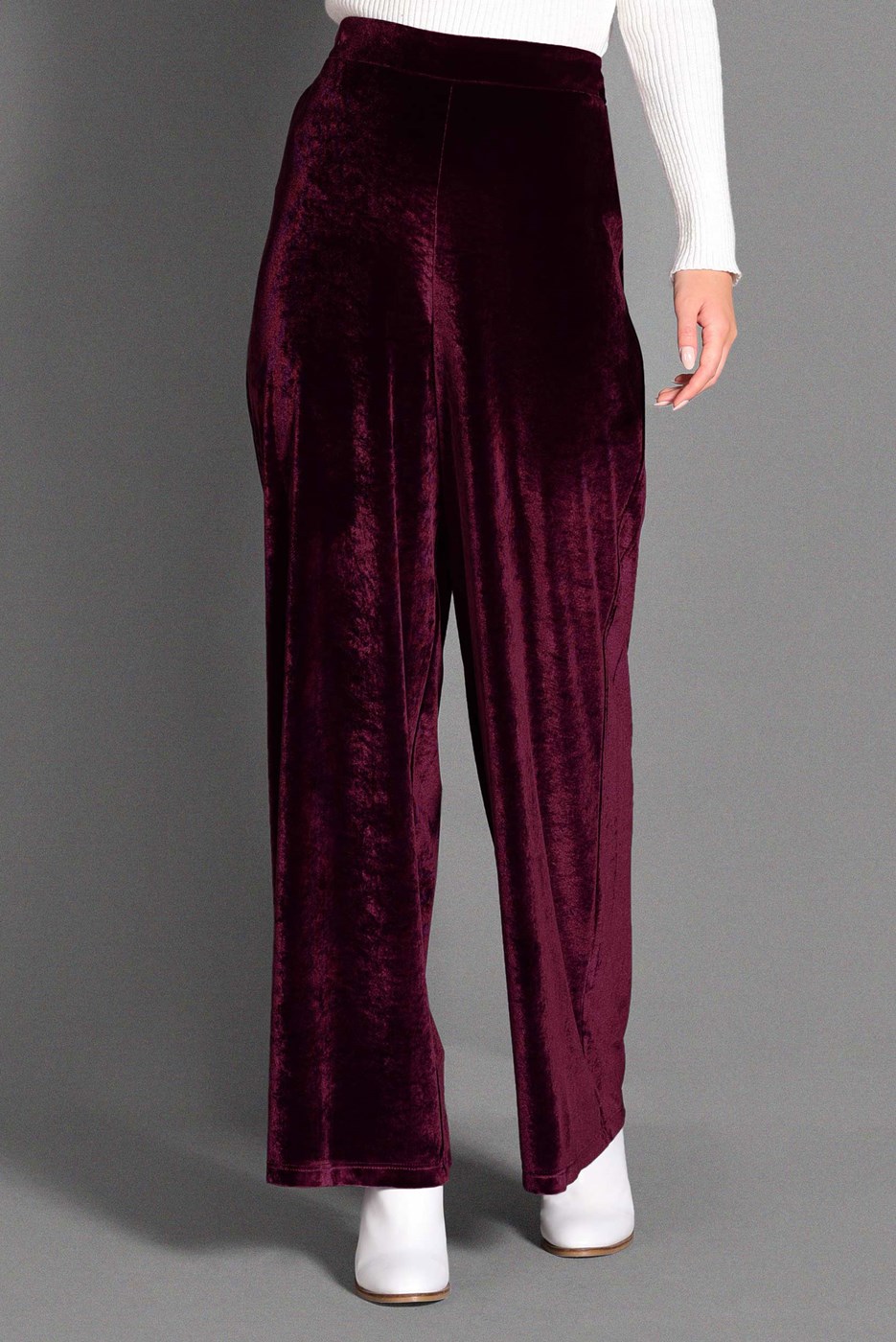 Tesettür giyim BORDO BOL KESİM KADİFE PANTOLON 7401 