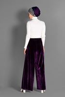 Tesettür giyim MÜRDÜM BOL KESİM KADİFE PANTOLON 7401 