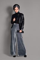 Tesettür giyim GÜMÜŞ BOL KESİM KADİFE PANTOLON 7401 