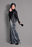 Tesettür giyim GÜMÜŞ BOL KESİM KADİFE PANTOLON 7401 