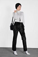 Tesettür giyim SİYAH ALVİNA CEPLİ KADİFE PANTOLON 7402 