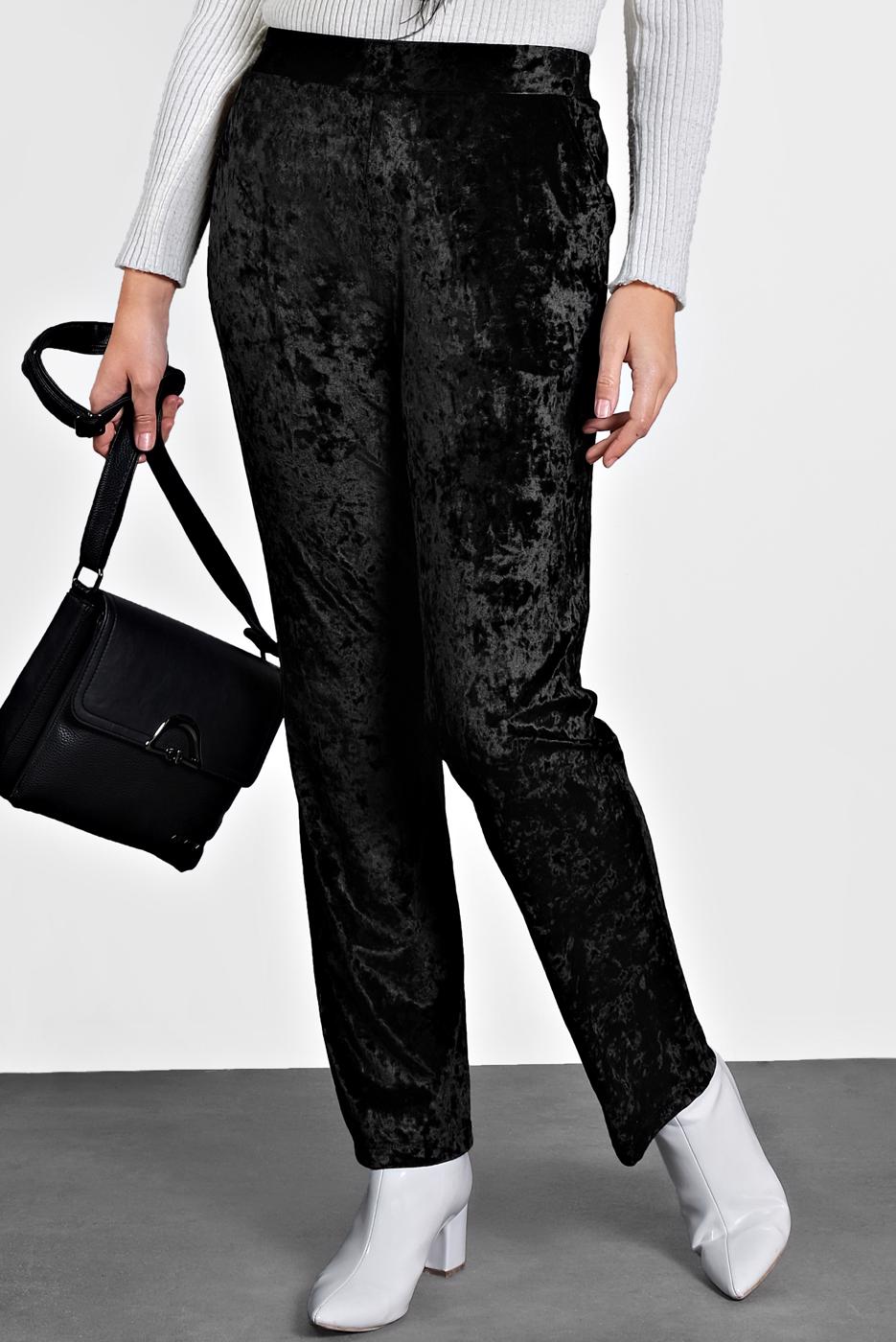 Tesettür giyim SİYAH ALVİNA CEPLİ KADİFE PANTOLON 7402 