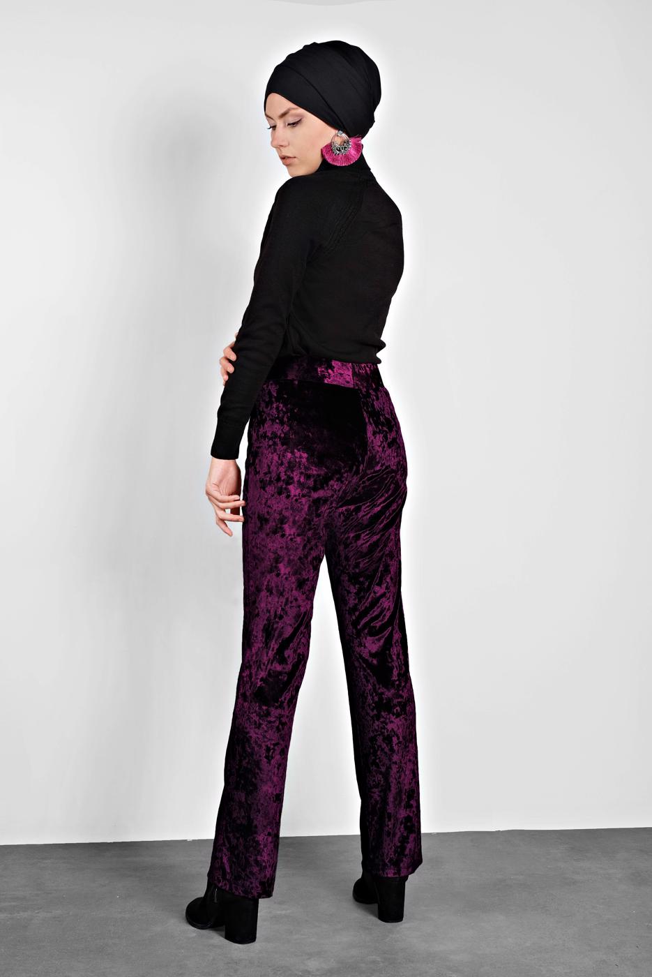 Tesettür giyim MÜRDÜM ALVİNA CEPLİ KADİFE PANTOLON 7402 