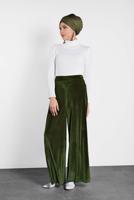 Tesettür giyim HAKİ ALVİNA BOL KESİM KADİFE PANTOLON 7404 