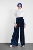 Tesettür giyim LACİVERT ALVİNA BOL KESİM KADİFE PANTOLON 7404 