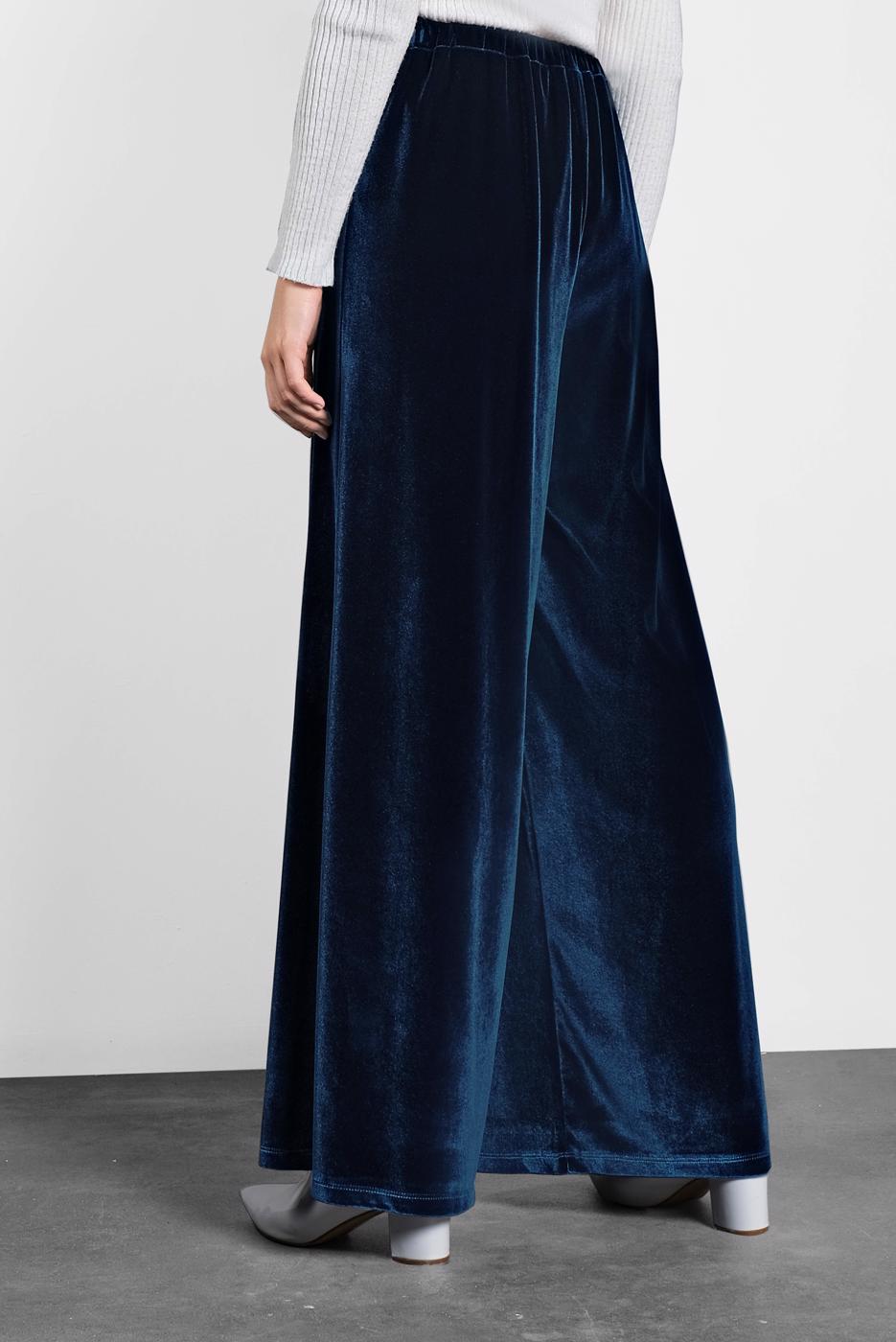 Tesettür giyim LACİVERT ALVİNA BOL KESİM KADİFE PANTOLON 7404 