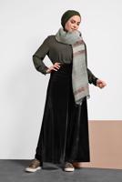 Vêtements hijab NOIR T 7405 Alvina Düz Kadife Pantolon