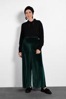Hijab clothing GREEN T 7405 Alvina Düz Kadife Pantolon