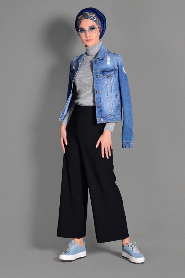 Tesettür giyim  GENİŞ KESİM KUMAŞ PANTOLON 7408  - TRENDTESETTÜR
