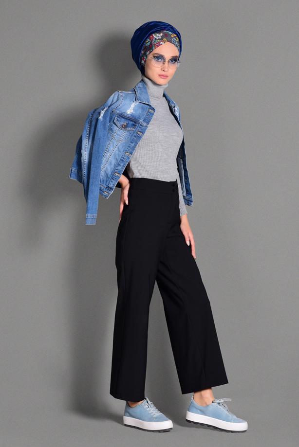 Tesettür giyim  GENİŞ KESİM KUMAŞ PANTOLON 7408  - TRENDTESETTÜR