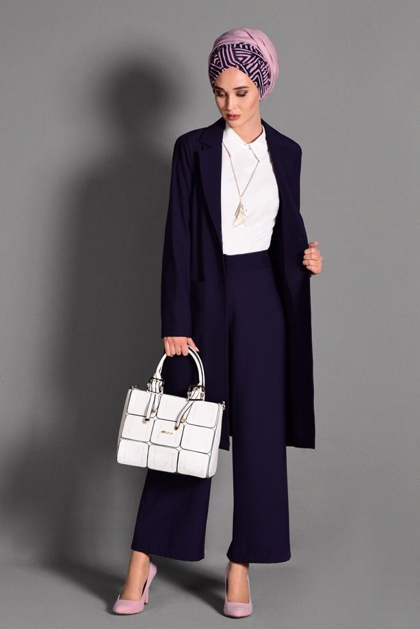 Tesettür giyim  GENİŞ KESİM KUMAŞ PANTOLON 7408  - TRENDTESETTÜR