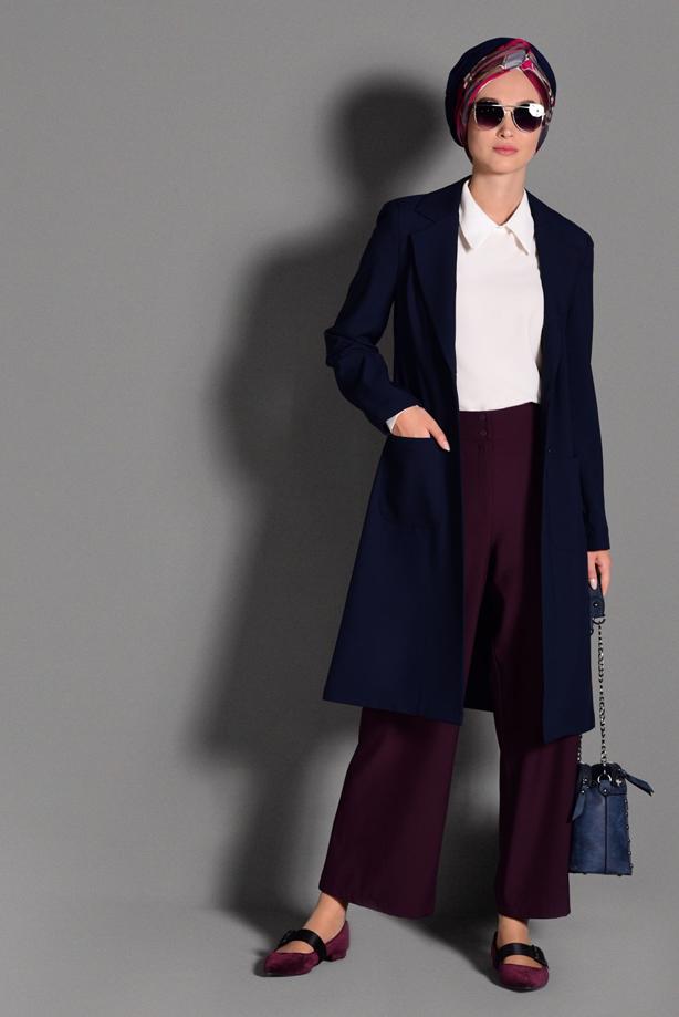 Tesettür giyim  GENİŞ KESİM KUMAŞ PANTOLON 7408  - TRENDTESETTÜR