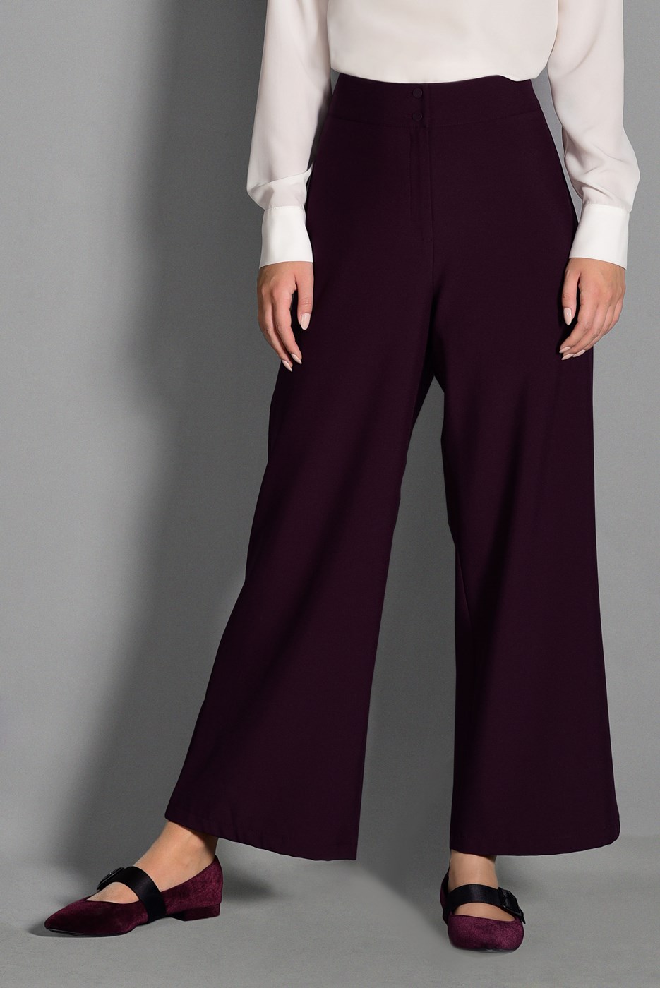 Tesettür giyim MÜRDÜM GENİŞ KESİM KUMAŞ PANTOLON 7408 