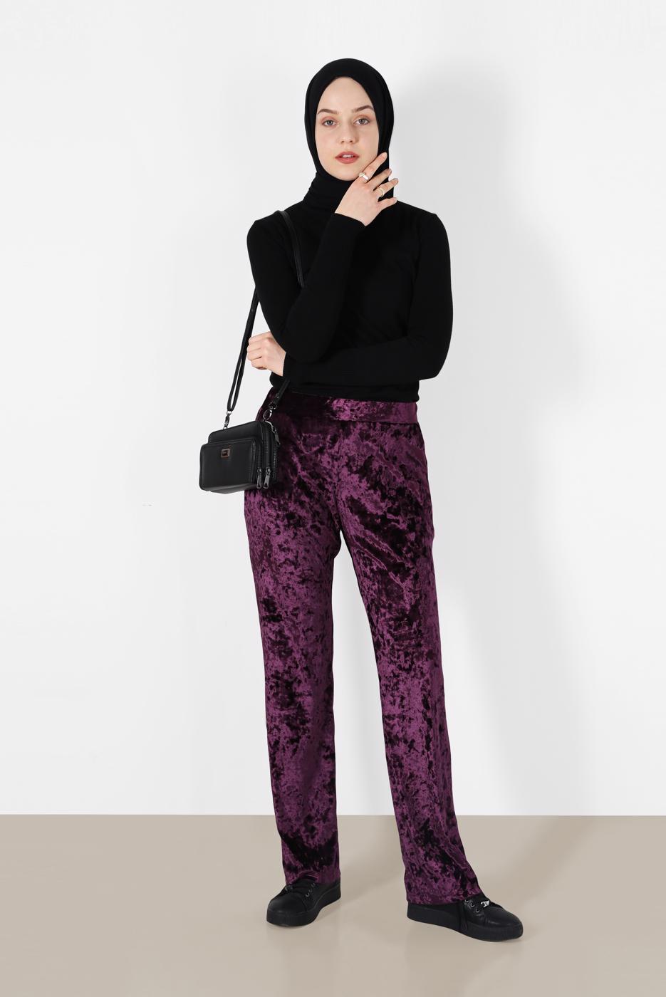 Tesettür giyim MÜRDÜM ALVİNA KADİFE PANTOLON 7413  