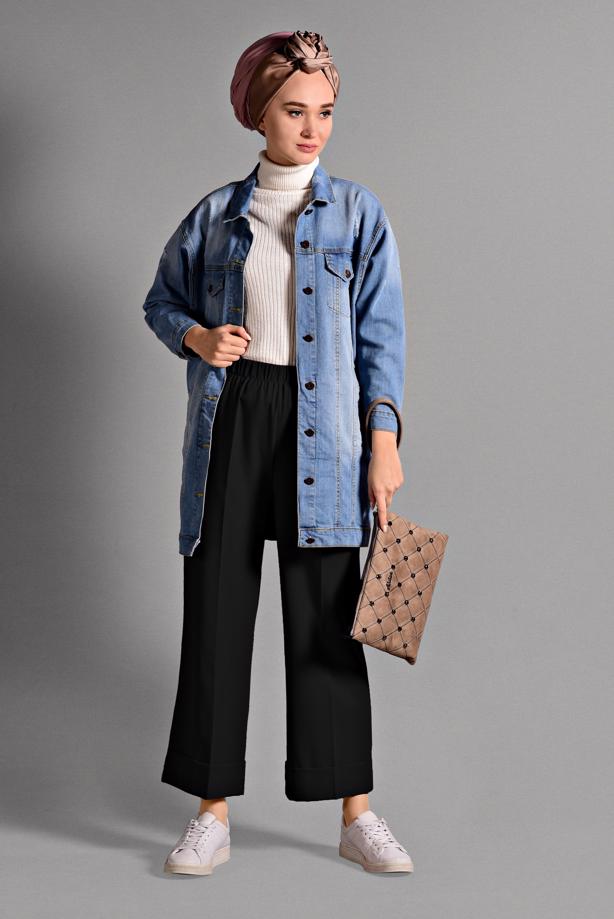 Tesettür giyim  BELİ LASTİKLİ LİKRALI PANTOLON 8542  - TRENDTESETTÜR