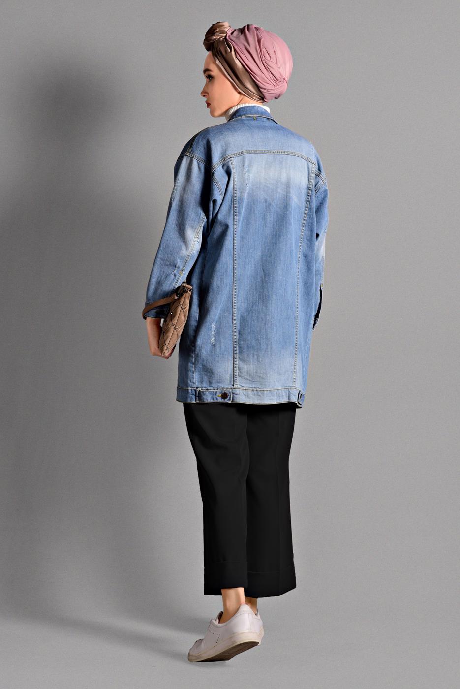 Tesettür giyim SİYAH BELİ LASTİKLİ LİKRALI PANTOLON 8542 