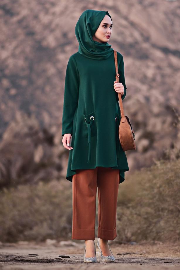 Tesettür giyim  BELİ LASTİKLİ LİKRALI PANTOLON 8542  - TRENDTESETTÜR