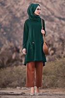 Tesettür giyim KAHVE BELİ LASTİKLİ LİKRALI PANTOLON 8542 