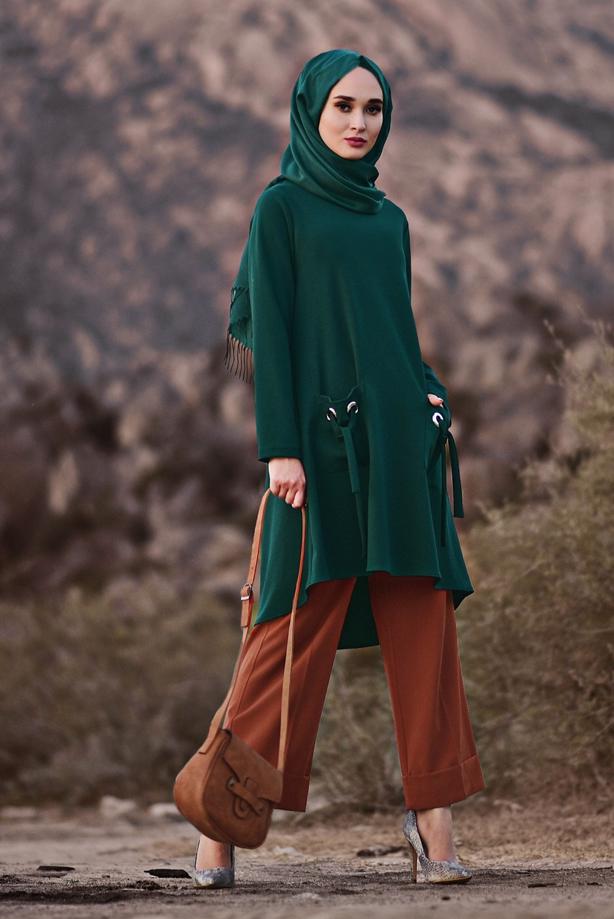 Tesettür giyim  BELİ LASTİKLİ LİKRALI PANTOLON 8542  - TRENDTESETTÜR