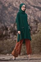 Tesettür giyim KAHVE BELİ LASTİKLİ LİKRALI PANTOLON 8542 