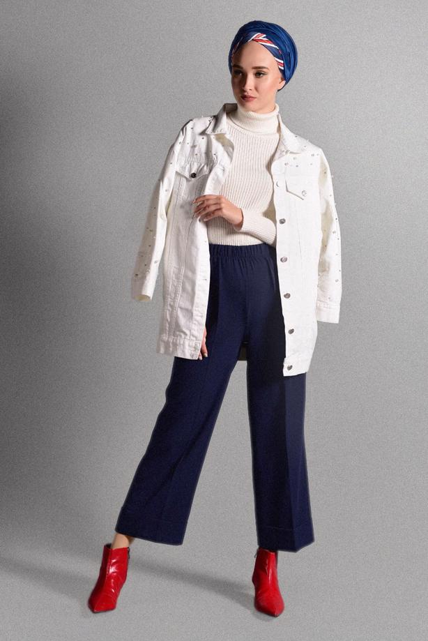 Tesettür giyim  BELİ LASTİKLİ LİKRALI PANTOLON 8542  - TRENDTESETTÜR