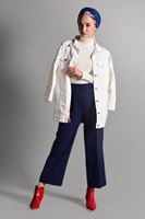 Tesettür giyim LACİVERT BELİ LASTİKLİ LİKRALI PANTOLON 8542 