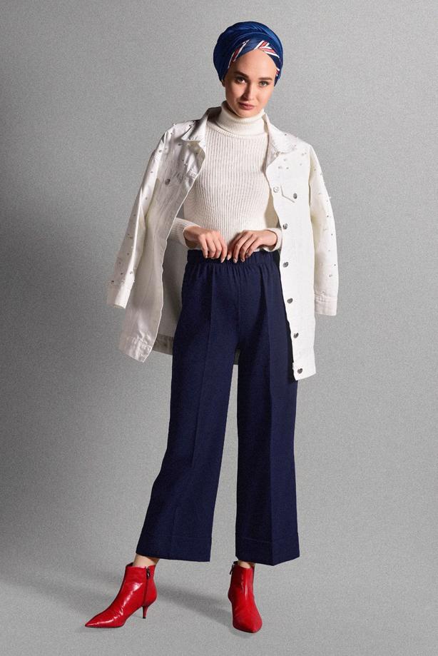 Tesettür giyim  BELİ LASTİKLİ LİKRALI PANTOLON 8542  - TRENDTESETTÜR