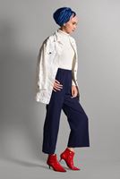 Hijab clothing NAVY BLUE ELASTIC-WAIST LYCRA PANTS 8542 