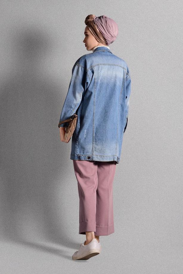 Tesettür giyim  BELİ LASTİKLİ LİKRALI PANTOLON 8542  - TRENDTESETTÜR