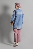 Tesettür giyim PUDRA BELİ LASTİKLİ LİKRALI PANTOLON 8542 