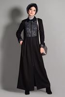 Tesettür giyim SİYAH DANTEL DETAYLI PRDESÜ 1137 