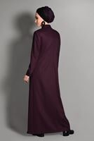 Tesettür giyim BORDO DANTEL DETAYLI PARDESÜ 1137 