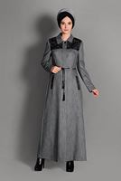 Tesettür giyim GRİ BELİ BAĞCIKLI PARDESÜ 1144