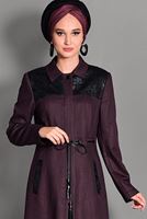 Tesettür giyim BORDO BELİ BAĞCIKLI PARDESÜ 1144