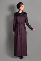 Tesettür giyim BORDO BELİ BAĞCIKLI PARDESÜ 1144