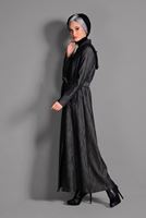 Hijab clothing BLACK HOOKED OVERCOAT 1146 