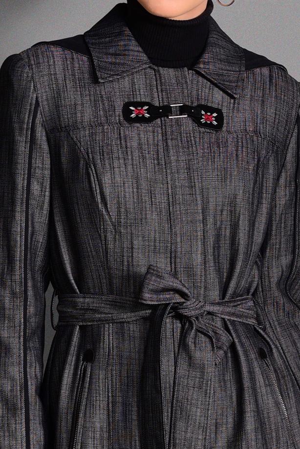 Hijab clothing BLACK HOOKED OVERCOAT 1146  - TRENDTESETTÜR