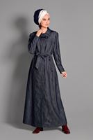 Hijab clothing NAVY BLUE HOOKED OVERCOAT 1146 