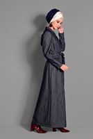 Hijab clothing NAVY BLUE HOOKED OVERCOAT 1146 