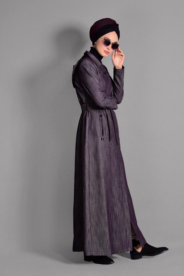 Hijab clothing PLUM HOOKED OVERCOAT 1146  - TRENDTESETTÜR