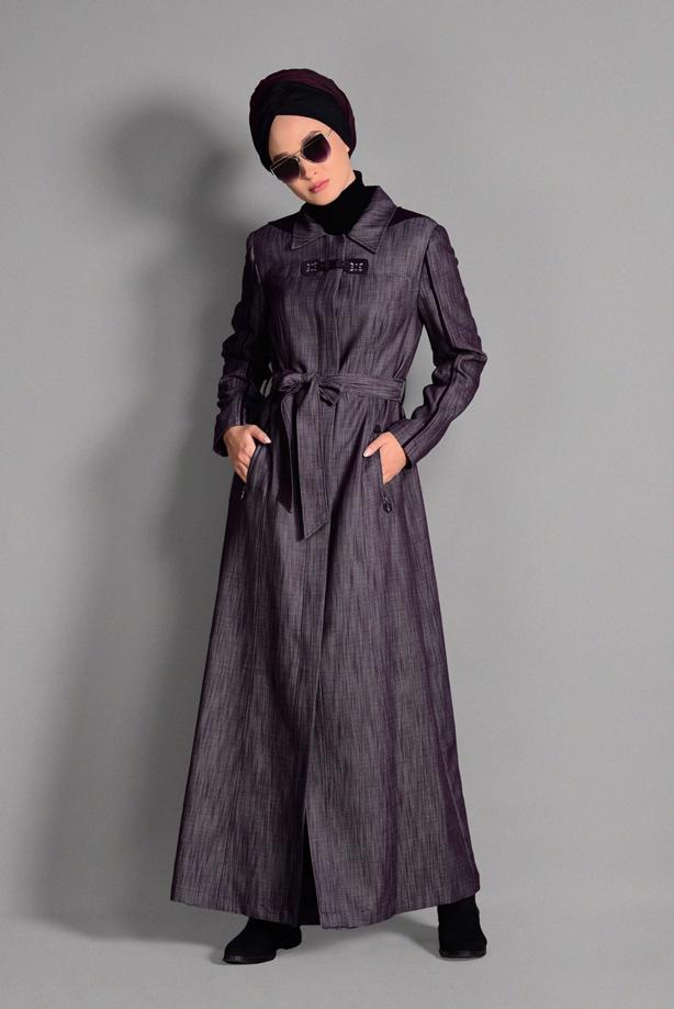 Hijab clothing PLUM HOOKED OVERCOAT 1146  - TRENDTESETTÜR