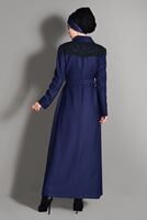 Tesettür giyim LACİVERT SIRTI NAKIŞ DETAYLI PARDESÜ 1153 