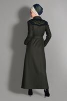 Vêtements hijab KAKI PARDESSUS À BRODÉ 1153 