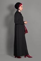 Hijab clothing BLACK HIDDEN BUTTONED TOPCOAT WITH POCKETS  1154 